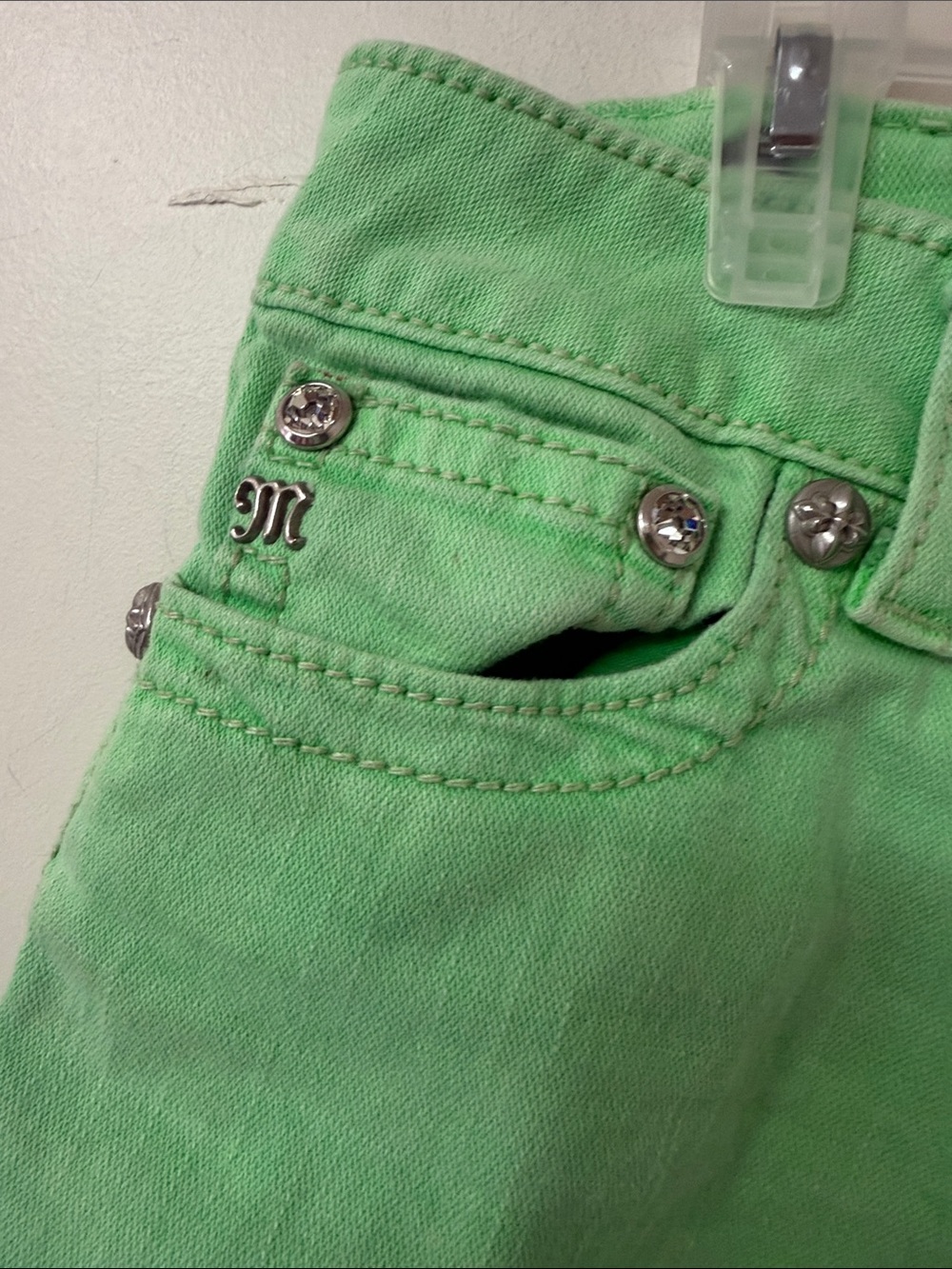 Miss Me Mint Green Denim Cutoff Shorts - Picture 2 of 8